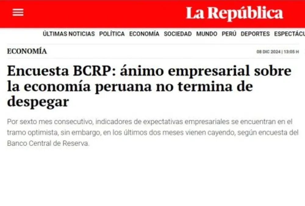 Ánimo empresarial sobre la economía peruana